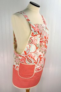 Verona Scrapbuster Pinafore with no ties (straps go straight over shoulders) relaxed fit smock with pockets, fits L/XL/2X, ready to ship