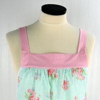 Pastel Polka Dots & Posies Pinafore with no ties (straps go straight over shoulders) relaxed fit smock with pockets, made-to-order XS to 5X