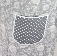 Gray Floral Pinafore with no ties (straps go straight over shoulders) relaxed fit smock with pockets, fits L/XL/2X, ready to ship