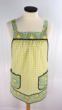 Vintage Paisley Pinafore Apron with no ties, relaxed fit smock with pockets fits L/XL/2X, Grandmacore kitchen, Ready to Ship