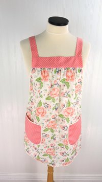 Charmed Floral Pinafore with no ties (straps go straight over shoulders) relaxed fit smock with pockets, made-to-order from XS to 5X