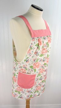 Charmed Floral Pinafore with no ties (straps go straight over shoulders) relaxed fit smock with pockets, made-to-order from XS to 5X