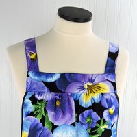 Pansy Pinafore with no ties (straps go straight over shoulders) relaxed fit smock with pockets, made to order from XS - 5X