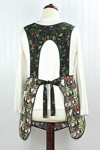 XS-4X Retro 50s Christmas Smock, Pine Trees and Fences with old Red Trucks, relaxed fit H-back apron, made to order with pocket options