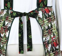 XS-4X Retro 50s Christmas Smock, Pine Trees and Fences with old Red Trucks, relaxed fit H-back apron, made to order with pocket options