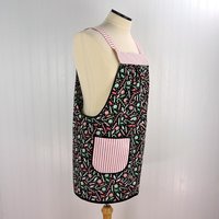 Peppermint Christmas Pinafore with no tie (straps go straight over shoulders) relaxed fit smock with pockets, made to order XS- 5X plus size
