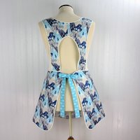 Winter Towne 50s Smock Apron with kangaroo pocket, relaxed fit with no neck ties (H-back apron) fits sizes large or X-large, ready to ship