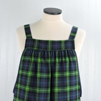 Totally Tartan Plaid Pinafore with no tie, relaxed fit smock with pockets, holiday apron for baking OR hosting, fits L/XL/2X, ready to ship