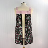Peppermint Christmas Pinafore with no tie (straps go straight over shoulders) relaxed fit smock with pockets, made to order XS- 5X plus size
