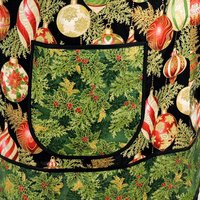 XS- 5X Holiday Flourish Ornaments Pinafore with no ties (straps go straight over the shoulders) relaxed fit smock with pockets made to order