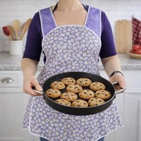 Retro 50s Smock (Daisies on Purple Pin-dots) hostess apron, H-back style doesn't touch the neck, handmade after order XS to 4X Plus Size