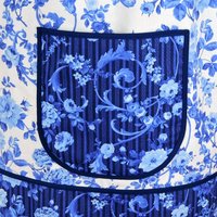 Blue & White Porcelain Rose Pinafore with Pockets | Handmade Smock Apron | Cottagecore Apron | Women's Pullover Apron | Made to Order XS-5X