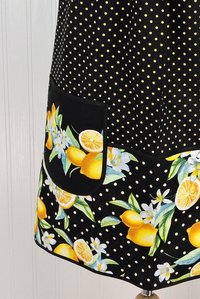 Lemon Fresh Scrapbuster Pinafore Apron with no ties (straps go straight over the shoulders) relaxed fit smock fits L/XL/2X, ready to ship