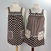 Brown & Cream Dot SCRAPBUSTER Pinafore with no ties (straps go straight over the shoulders) relaxed fit smock with pockets, ready to ship