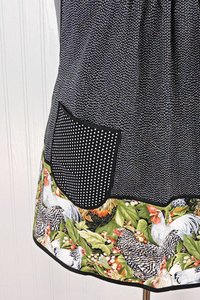 Larger Rooster SCRAPBUSTER Pinafore Apron with no ties, relaxed fit smock with pockets, farmhouse kitchen apron, ready to ship fits 3X/4X/5X