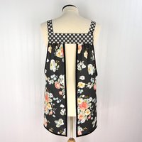 Charcoal Gingham Gardens Pinafore with no ties (straps go straight over the shoulders) relaxed fit smock with pockets, ready to ship L/XL/2X