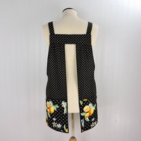 Lemon Fresh Scrapbuster Pinafore Apron with no ties (straps go straight over the shoulders) relaxed fit smock fits L/XL/2X, ready to ship