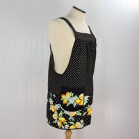 Lemon Fresh Scrapbuster Pinafore Apron with no ties (straps go straight over the shoulders) relaxed fit smock fits L/XL/2X, ready to ship