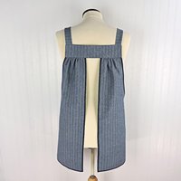 Herringbone Stripe Denim Pinafore with no ties (straps go straight over shoulders) relaxed fit apron, sturdy artist smock w/ pockets XS - 5X