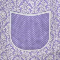 Lavender Petite Damask Pinafore with no ties (straps go straight over the shoulders) relaxed fit smock with pockets, fits L/XL/2X SHIPS FAST