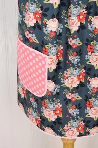 Vintage Charm Pinafore with no ties (straps go straight over the shoulders) relaxed fit smock apron with pockets L/XL/2X, ready to ship