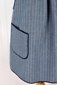 Herringbone Stripe Denim Pinafore with no ties (straps go straight over shoulders) relaxed fit apron, sturdy artist smock w/ pockets XS - 5X