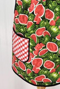 Watermelon Picnic Pinafore with no tie (straps go straight over shoulder) relaxed fit smock with pockets, retro farmhouse apron fits L/XL/2X