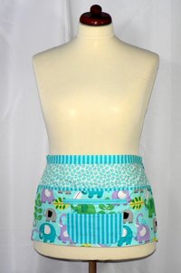Elephants Multi-Pocket Apron great for waitress, vendor, photographer, cute teacher apron with money pocket, 2 sizes