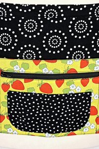 Strawberry Multi-Pocket Apron is great for waitress, vendor; cute teacher apron with money pocket, ready to ship fits waists up to 40 inches