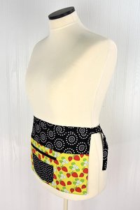 Strawberry Multi-Pocket Apron is great for waitress, vendor; cute teacher apron with money pocket, ready to ship fits waists up to 40 inches