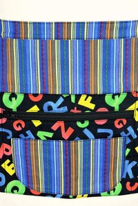 Alphabet Stripe Multi-Pocket Apron with zipper money pocket for teachers, waitresses, daycare, 2 sizes made-to-order