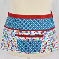 Geometric Alphabet Multi-Pocket Apron with zipper money pocket for teachers, waitresses, daycare, librarians, 2 sizes made-to-order