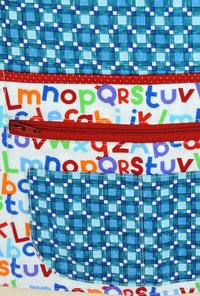 Geometric Alphabet Multi-Pocket Apron with zipper money pocket for teachers, waitresses, daycare, librarians, 2 sizes made-to-order