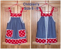 Custom Planned Children's Pinafore Apron with no ties, relaxed fit smock with pockets, 3 sizes, mini-me apron