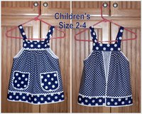 Custom Planned Children's Pinafore Apron with no ties, relaxed fit smock with pockets, 3 sizes, mini-me apron