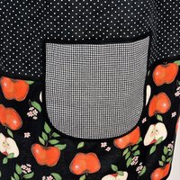OOAK Apple Scrapbuster Pinafore with no ties (straps go straight over the shoulders) relaxed fit smock with pockets L/XL/2X ships now