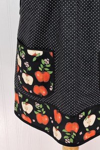 OOAK Apples and Pindots Pinafore with no ties (straps go straight over the shoulders), relaxed fit smock with pockets L/XL/2X, ships now
