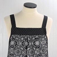 B/W Fancy Medallion Scrapbuster Pinafore with no ties (straps go straight over the shoulder) relaxed fit smock with pocket L/XL/2X ships now