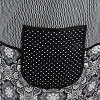 B/W Fancy Medallion Scrapbuster Pinafore with no ties (straps go straight over the shoulder) relaxed fit smock with pocket L/XL/2X ships now