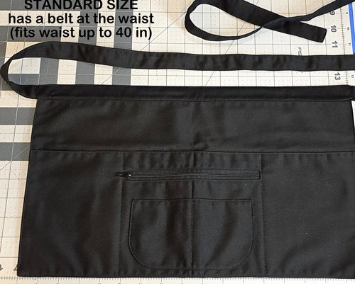 All Black Multi-Pocket Apron (Teacher + Vendor + Gardener + Photographer) Waitress Apron with zipper pocket, 2 sizes