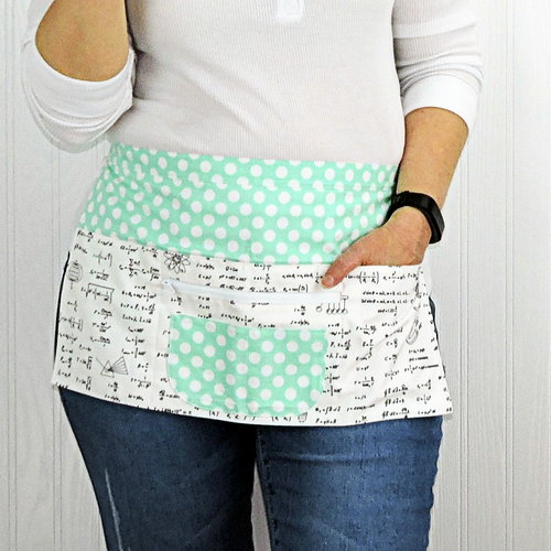 Customized Multiple Pocket Apron for Teachers, Vendors, Event Planners, Servers with secure zipper pocket, choose your own fabrics