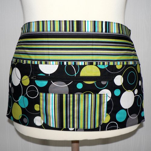 Hoopla Lagoon multipocket apron, waist apron with secure money pocket for vendors, teachers, artists, farmers markets