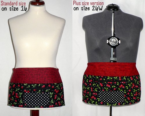 Black Cherries Multi-Pocket Apron with zipper, great for teachers, gardeners, servers, made after order in 2 sizes