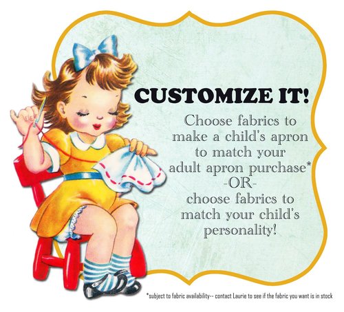 Custom Planned Children's Pinafore Apron with no ties, relaxed fit smock with pockets, 3 sizes, mini-me apron