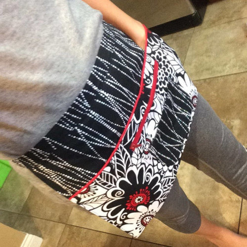 Zesty Zinnia waist apron with pockets for vendors, gardeners, servers, cute teacher apron with secure zipper pocket