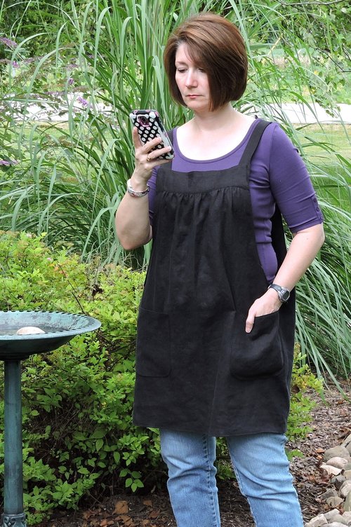 Black Linen Pinafore Apron with no ties, Washed Linen Relaxed Fit Smock with pockets, handmade after order XS to  5X Plus Size