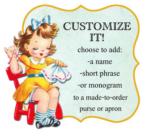 EMBROIDERY added to an apron purchased from my shop (name, short phrase, or monogram)