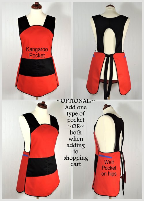 Navy Calico 50s Smock Apron, vintage-style all day work apron, "h-back" doesn't touch neck, made-to-order XS to 4X