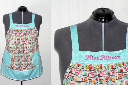 EMBROIDERY added to an apron purchased from my shop (name, short phrase, or monogram)