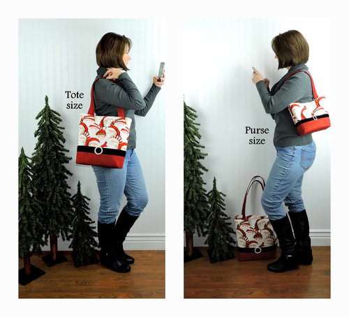 Santa Claus Tote with velvet belt and rhinestone buckle, Holiday Leopard Santa Shoulder Bag, handmade after order
